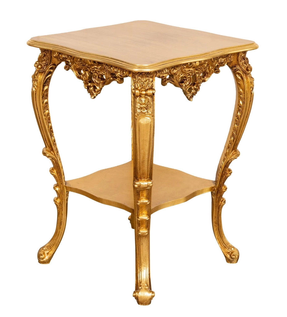 Biscottini TAVOLO PANCHETTO IN FINITURA FOGLIA ORO ANTICATO MADE IN ITALY dimensioni