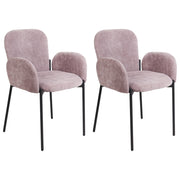 Set di 2 sedie da pranzo in tessuto rosa imbottito con gambe nere Stile retrò Mobili per il soggiorno