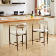 Set 2 Sgabelli da Bar con Braccioli Vintage ¨C Xylo ¨C Tessuto Crema, Struttura Marrone Scuro, Oro