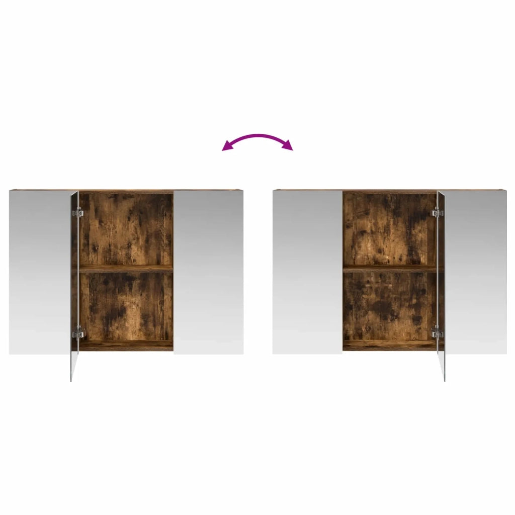 Mobiletto per specchio da bagno Rovere fumé 100 x 14,5 x 70 cm 889123