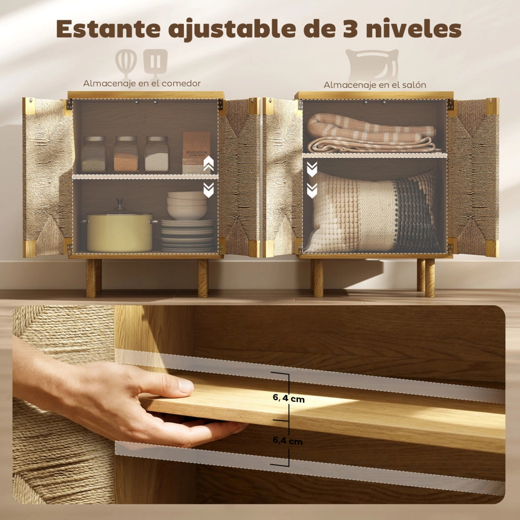 Credenza con ante scorrevoli in rovere ¨C Zephmum ¨C 60x40x78 cm