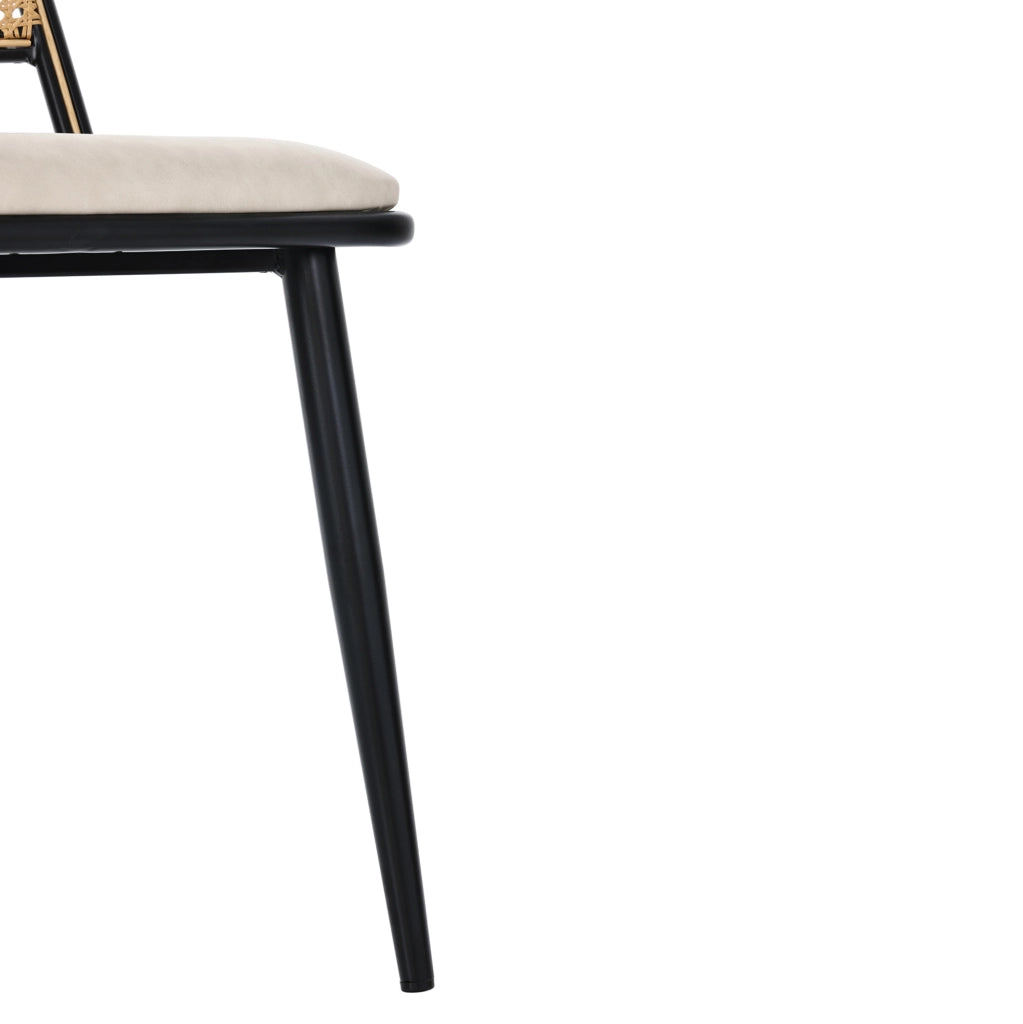 Set di 6 sedie da pranzo in rattan; seduta in PU; nere