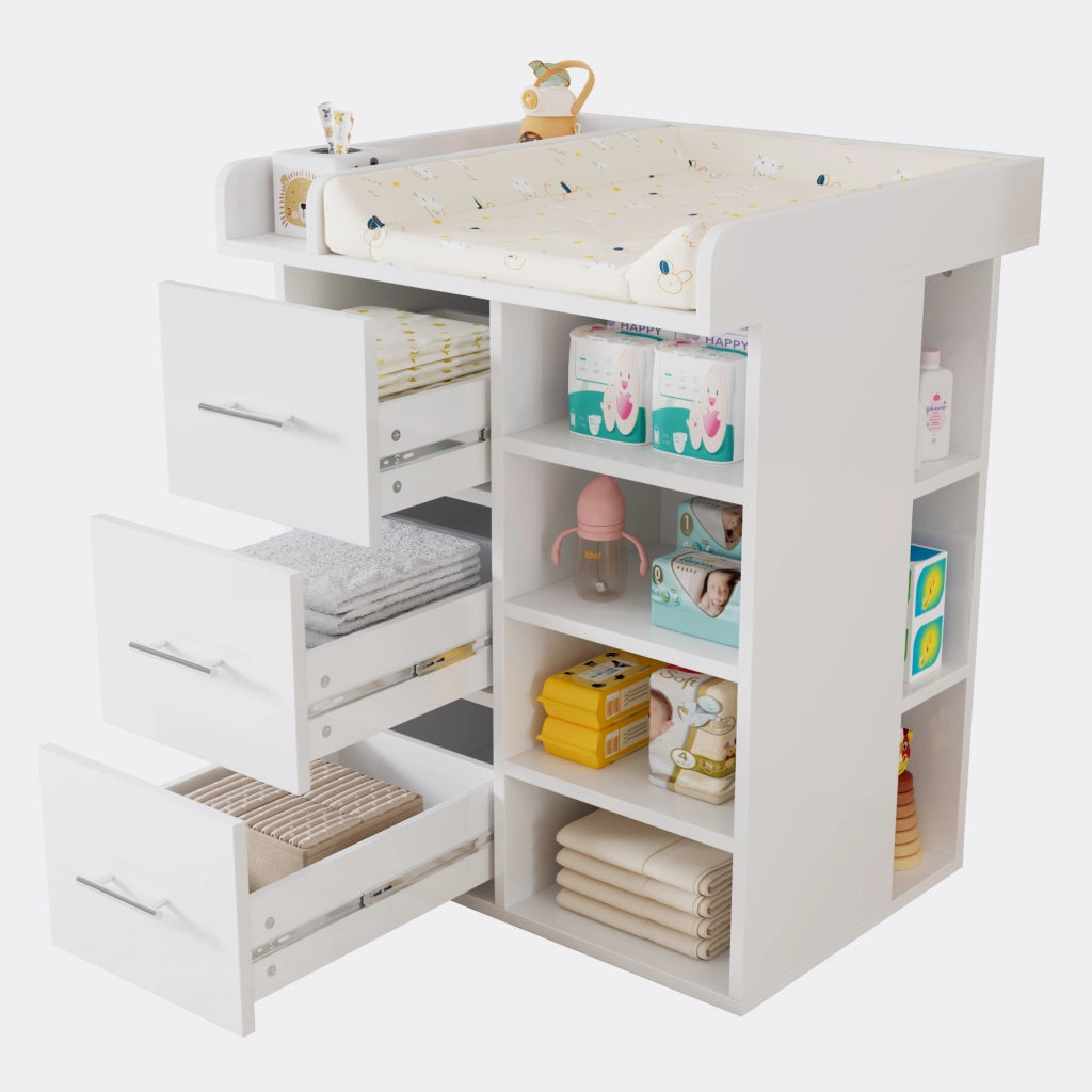 Fasciatoio Bianco con 3 Cassetti e Ripiani ¨C MINIMAL ¨C Bianco