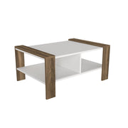 Tavolino in legno "Erica" - 90 x 60 x 42 cm - Bianco, Noce