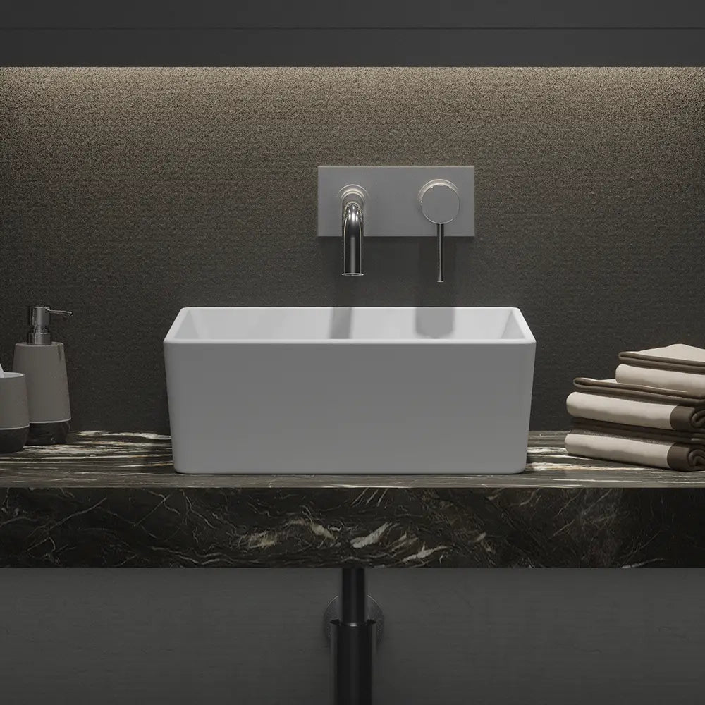 Lavabo da appoggio quadrato 39,5x39,5x14 cm Bianco