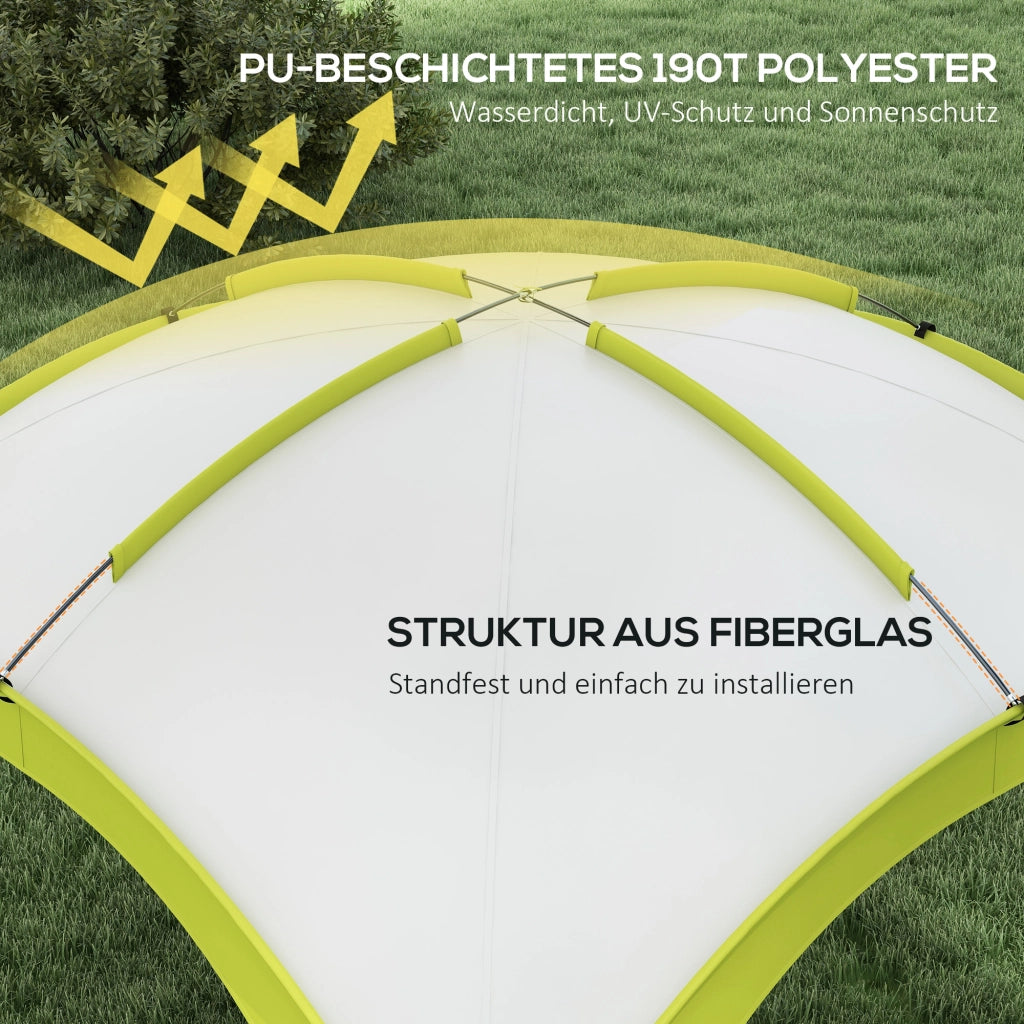 Gazebo da Giardino 3.5x3.5m con Porta ¨C Zephmum ¨C Verde, Poliestere Impermeabile