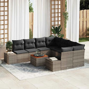 Set Divano da Giardino 9 pcs Grigio polyrattan