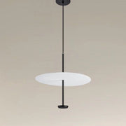 Trade Shop - Lampadario A Sospensione Luce 6500k Led 18w Disco Paralume Piatto Bianco Nero Tondo 33184 -