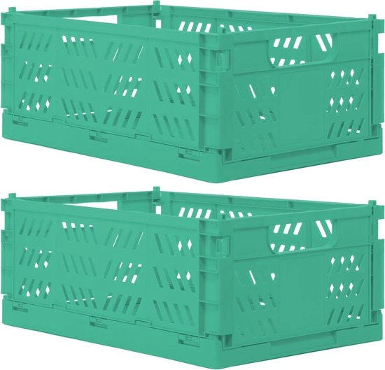 Scatola a doppio cassetto pieghevole 35 x 23 x 14 cm in verde menta, ideale per spese e trasporto