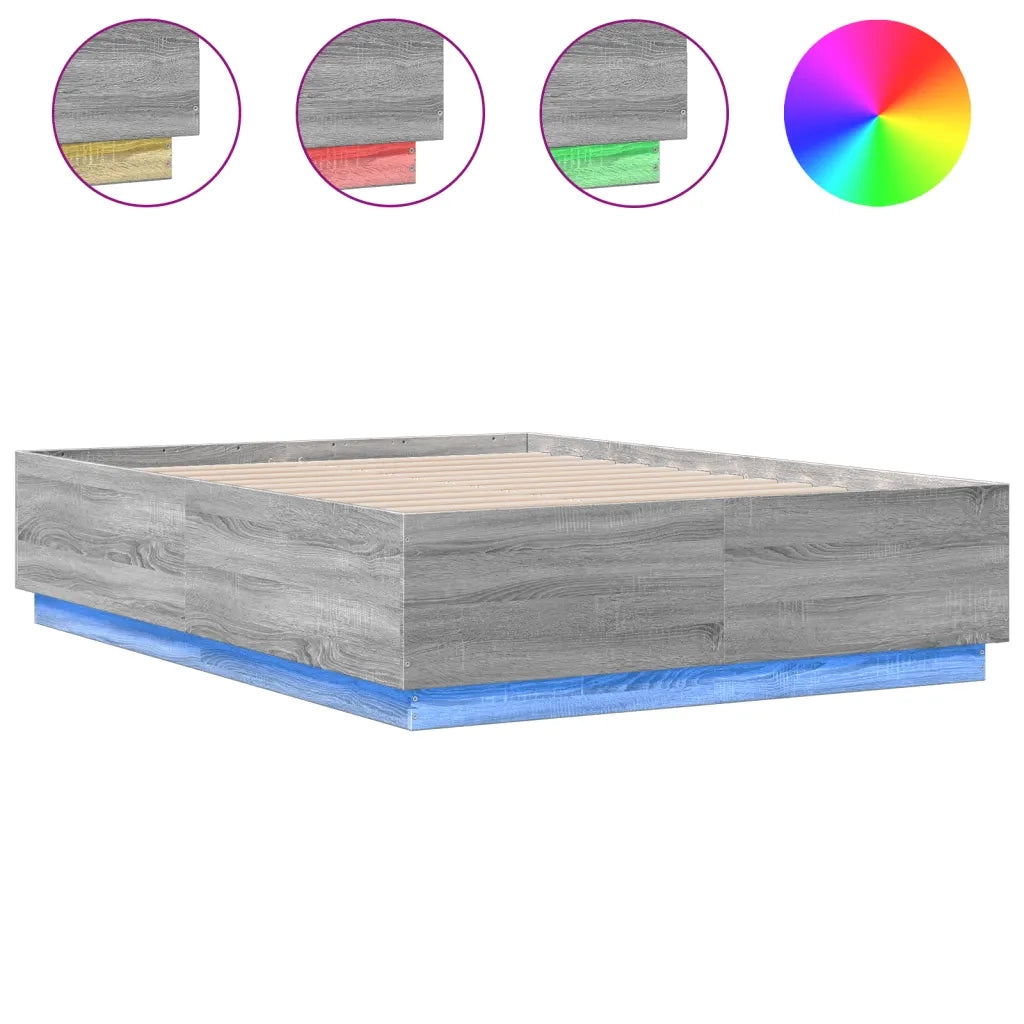 Giroletto Luci LED Grigio Sonoma 120x190 cm Legno Multistrato 3209658