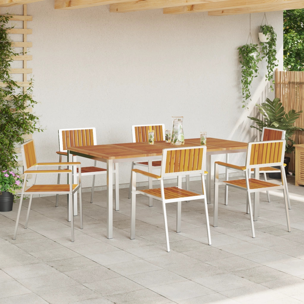 Sedie da giardino impilabili  6 pcs 54.5x56x87 cm Legno massello di acacia