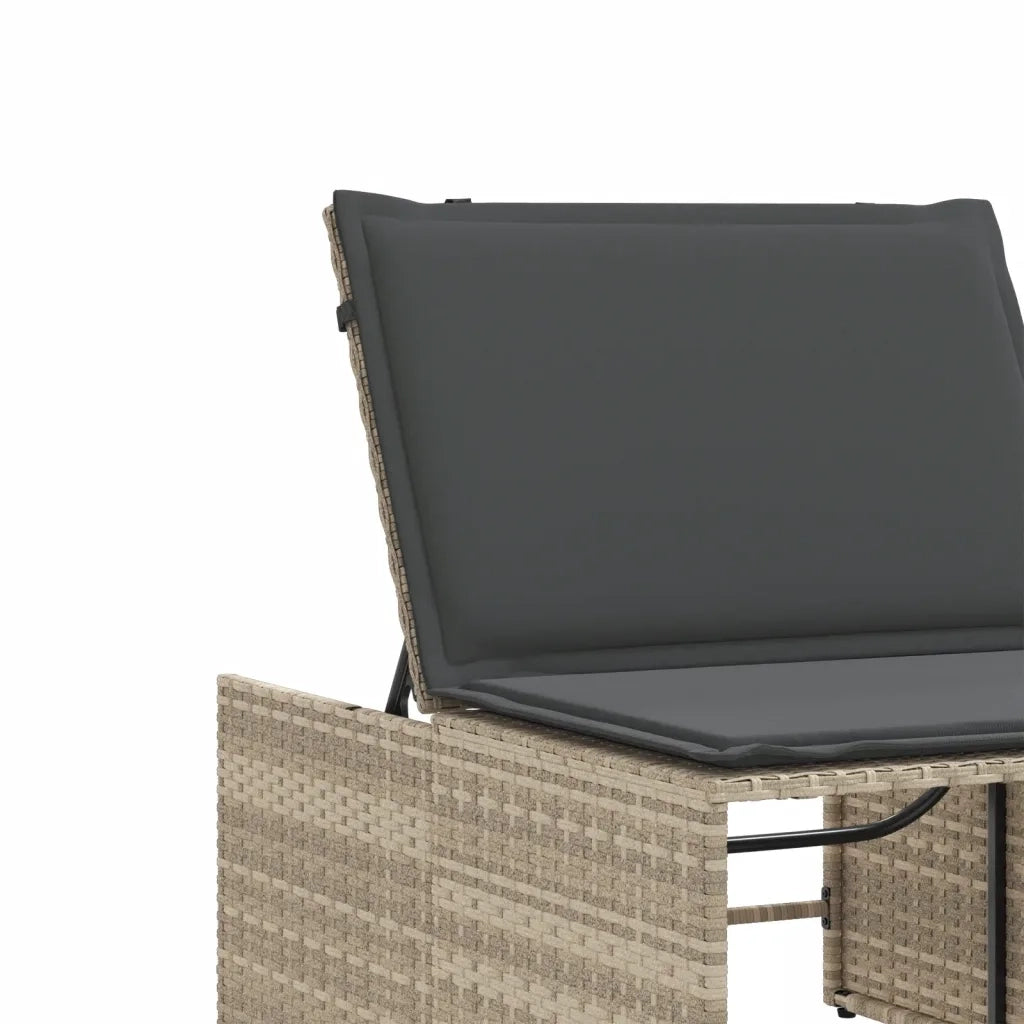 Lettini Prendisole 2 pz | Sdraio da giardino | Lettino da sole con tavolo grigio chiaro in polyrattan