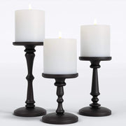 Set di supporti per candele in metallo, con 3 pezzi, nero lucido, per candele da 3 steli, con centro, impianto per candele nero