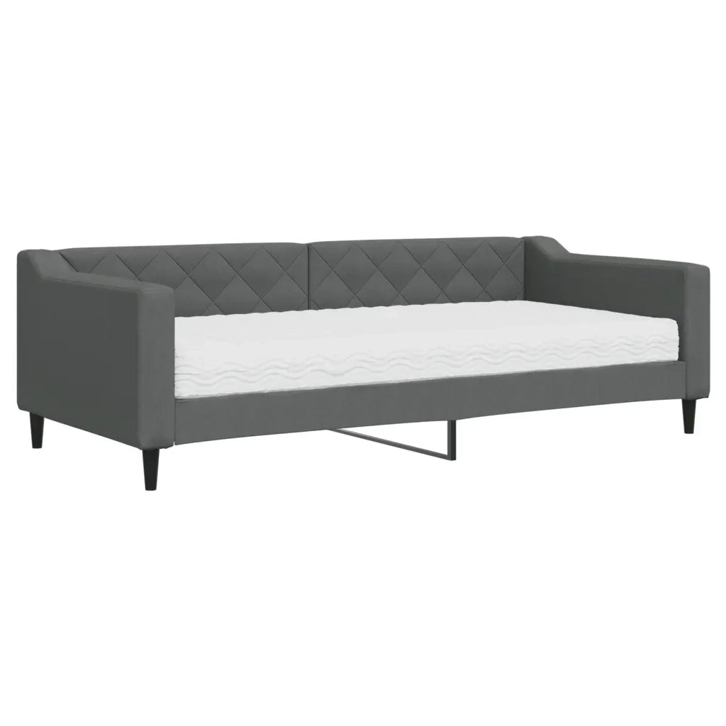Divano letto | Sof¨¤ letto | Letto singolo con Materasso Grigio Scuro 90x200 cm in Tessuto