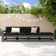 Salotto da Giardino-Set Salotto da Giardino 4 pz Grigio in Legno Massello di Pino