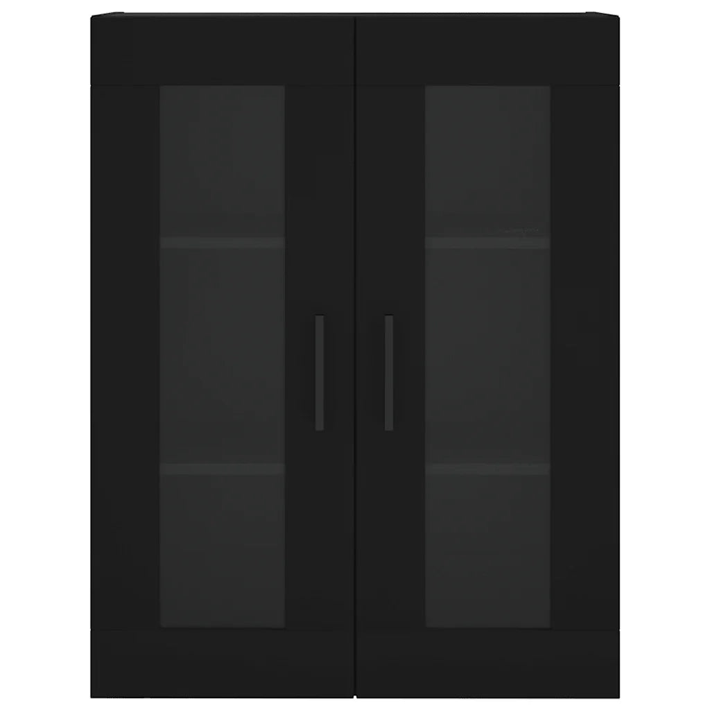 Elegante mobiletto a parete con pratico vano contenitore 69,5 x 34 x 90 cm in legno nero 02_0048642