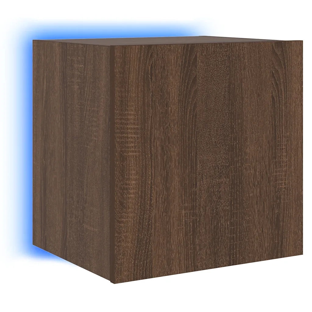 Mobili TV a Parete con Luci LED 2pz Rovere Marrone 40,5x35x40cm 837259