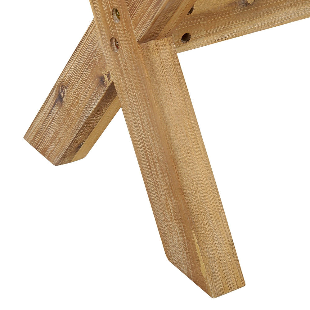 Sgabello da esterno in cemento grigio con struttura in legno stile scandinavo moderno