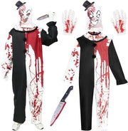 Costume da clown horror con maschera spaventosa - Set di travestimento per Halloween - Costume da clown - Costume da carnevale uomo - Overall nero-bianco - Set di cosplay - Costume da orrore