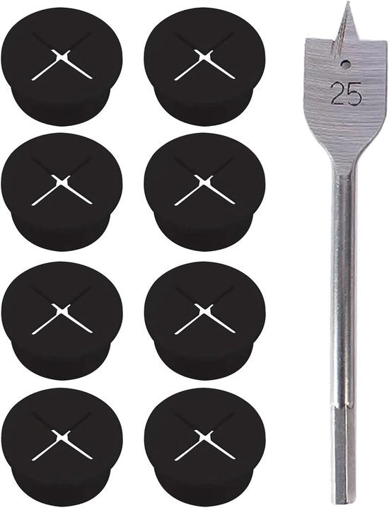 Cavi in ingresso flessibili - cavi in ingresso per ufficio - 8 pezzi - nero - silicone