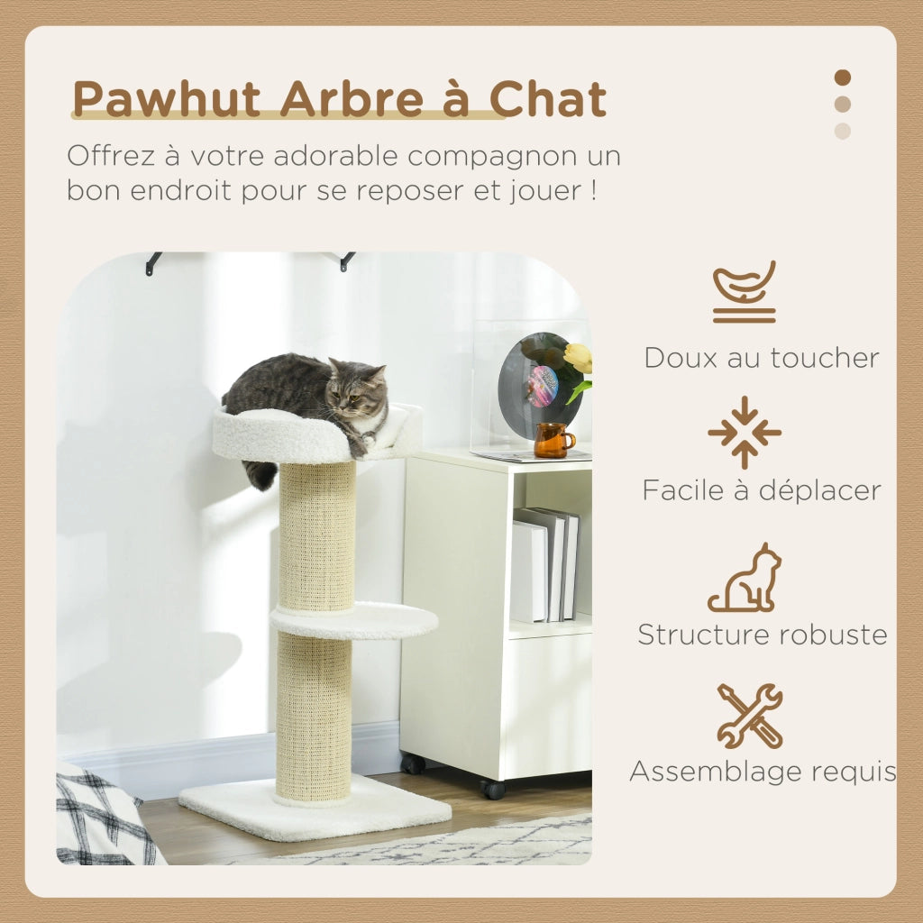 Albero per gatti con tiragraffi e piattaforme ¨C zephmum ¨C crema