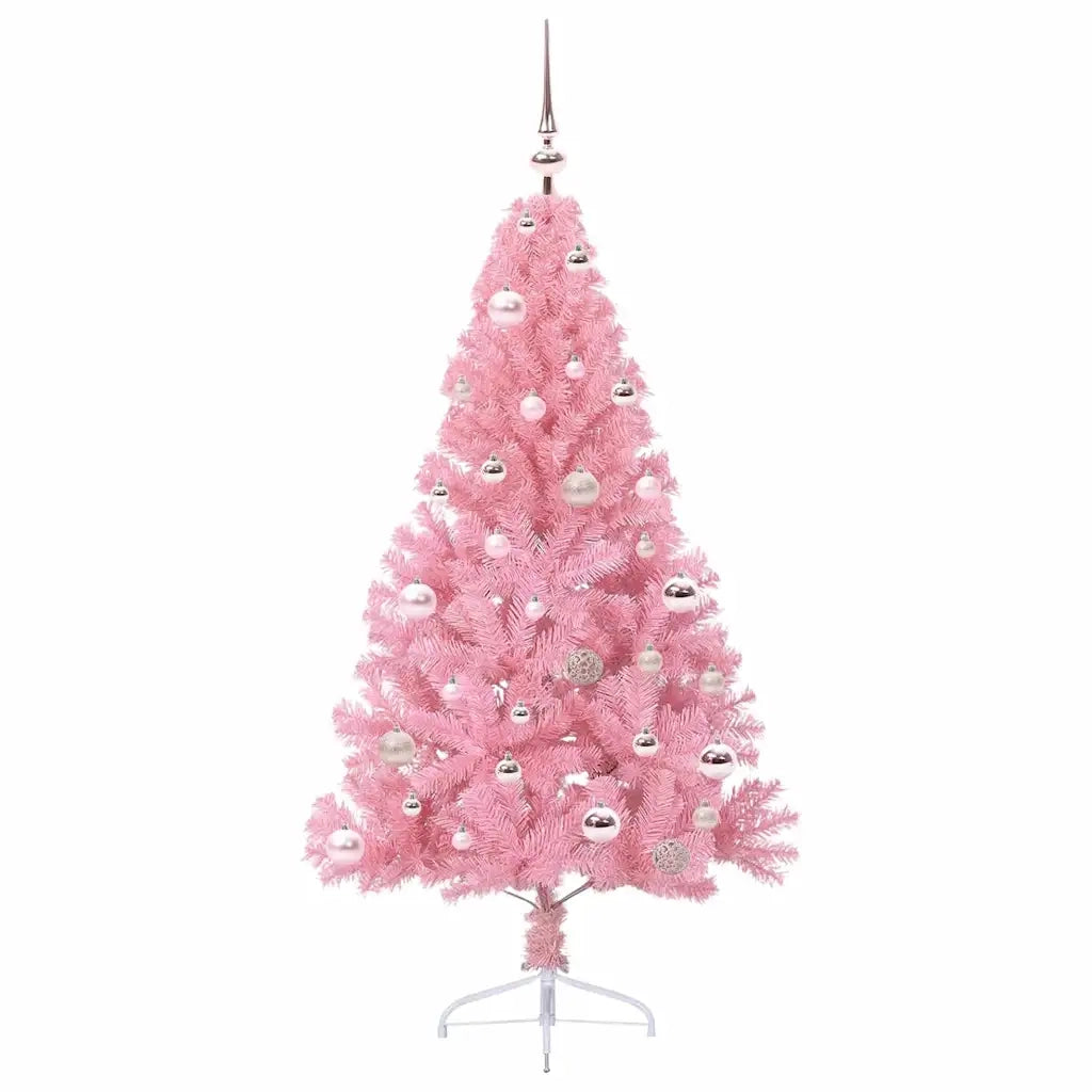 Albero di Natale | Decorazioni natalizie artificiale con luci integrate Rosa 150 cm PVC