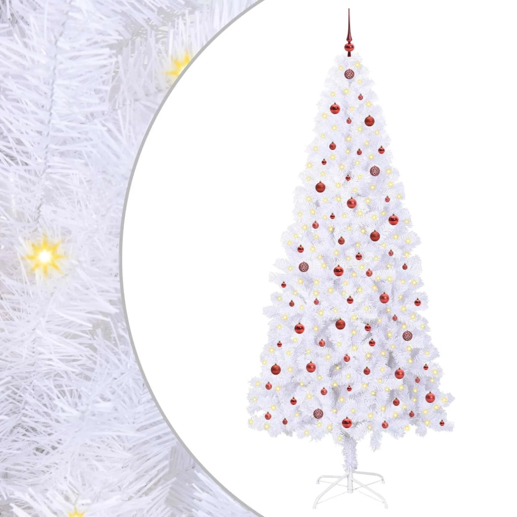 Albero di Natale Artificiale-Albero Natalizio Bianco 240 cm PVC e Acciaio 482708