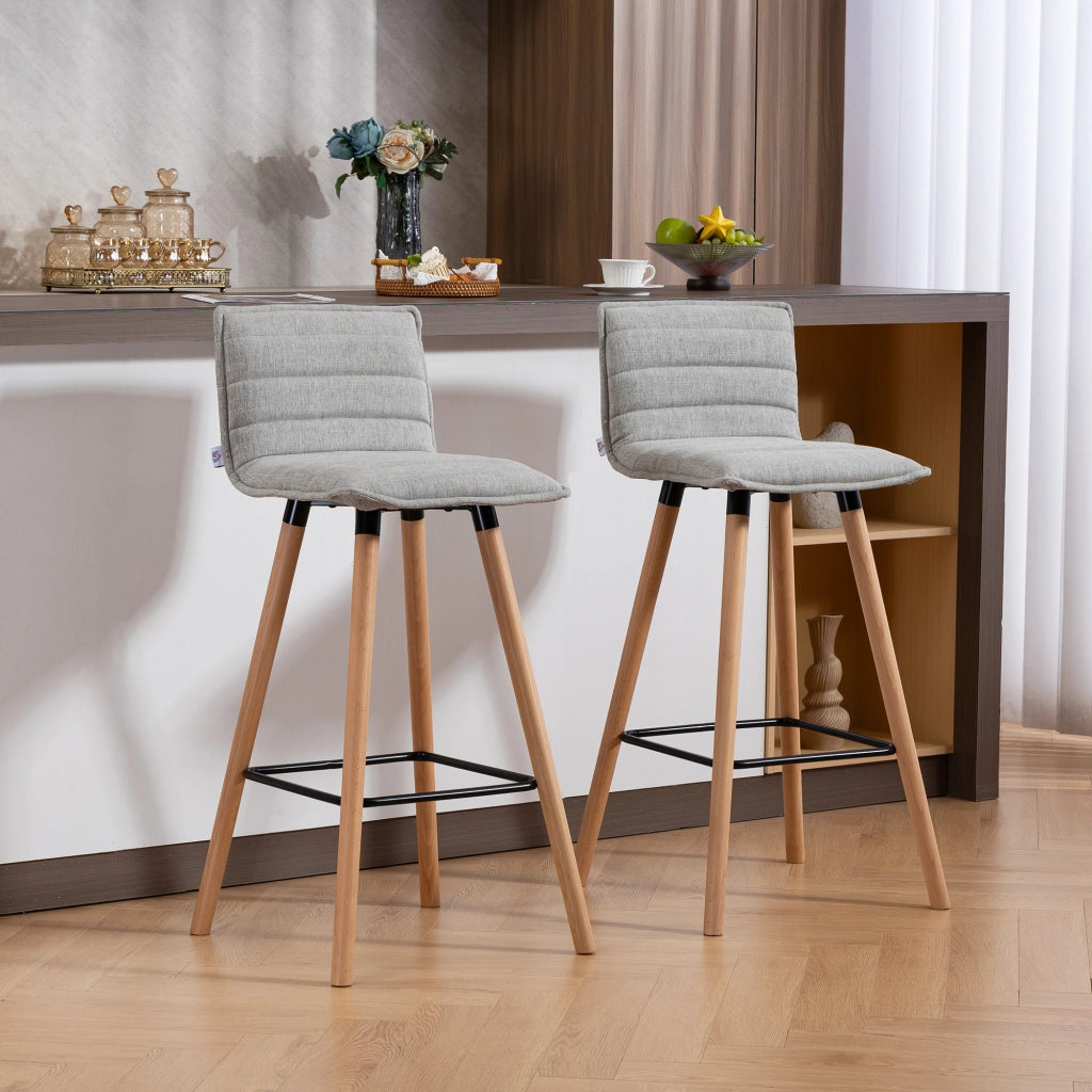 Set di 2 sgabelli da bar ¨C zephmum ¨C imbottiti in grigio, 48x48x99,5 cm
