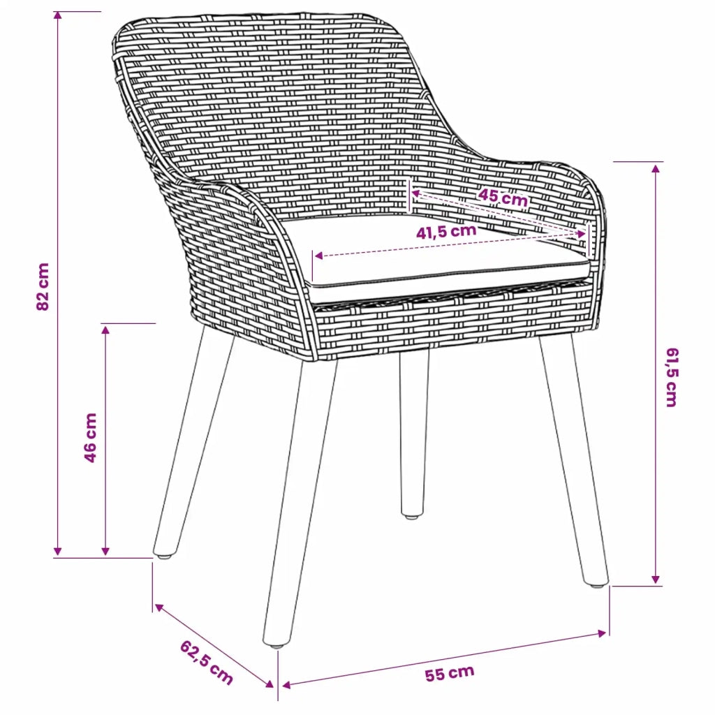 Set da Pranzo per Giardino 7 pz Grigio chiaro polyrattan 3261716