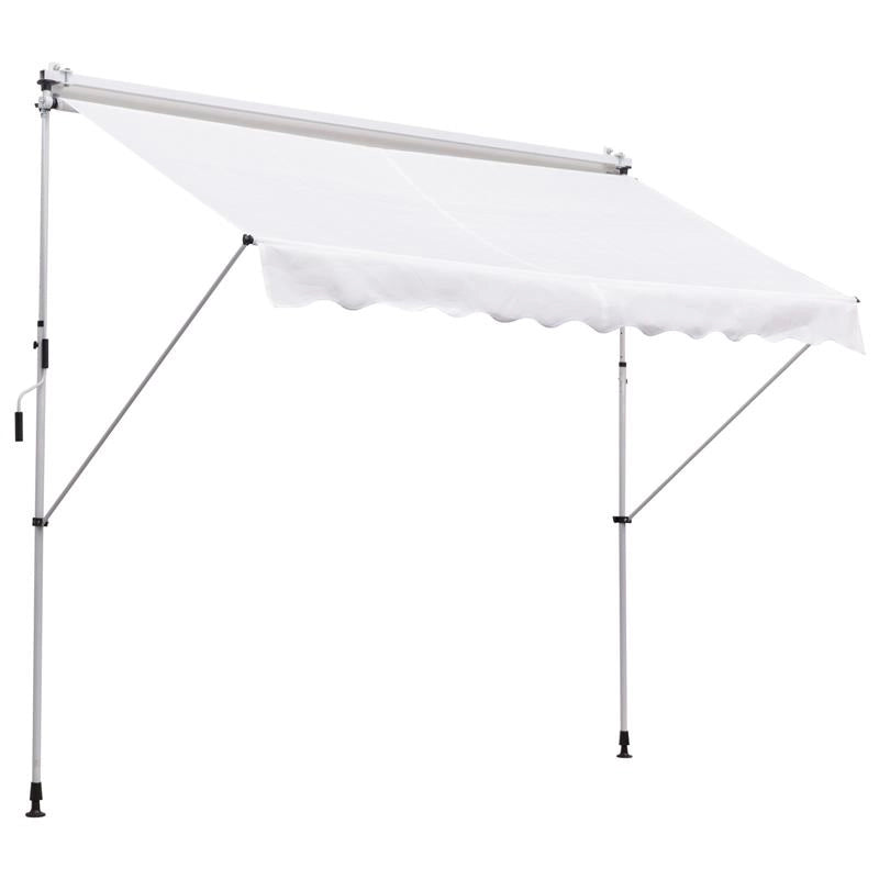 TENDA DA SOLE A MURO CON PALI DI SUPPORTO 300 X 150 CM  BIANCA