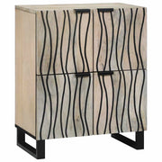 Credenza rettangolare in legno massello di mango con ripiani funzionalità rustica soggiorno 60 x 33 x 75 cm legno naturale 02_0057784