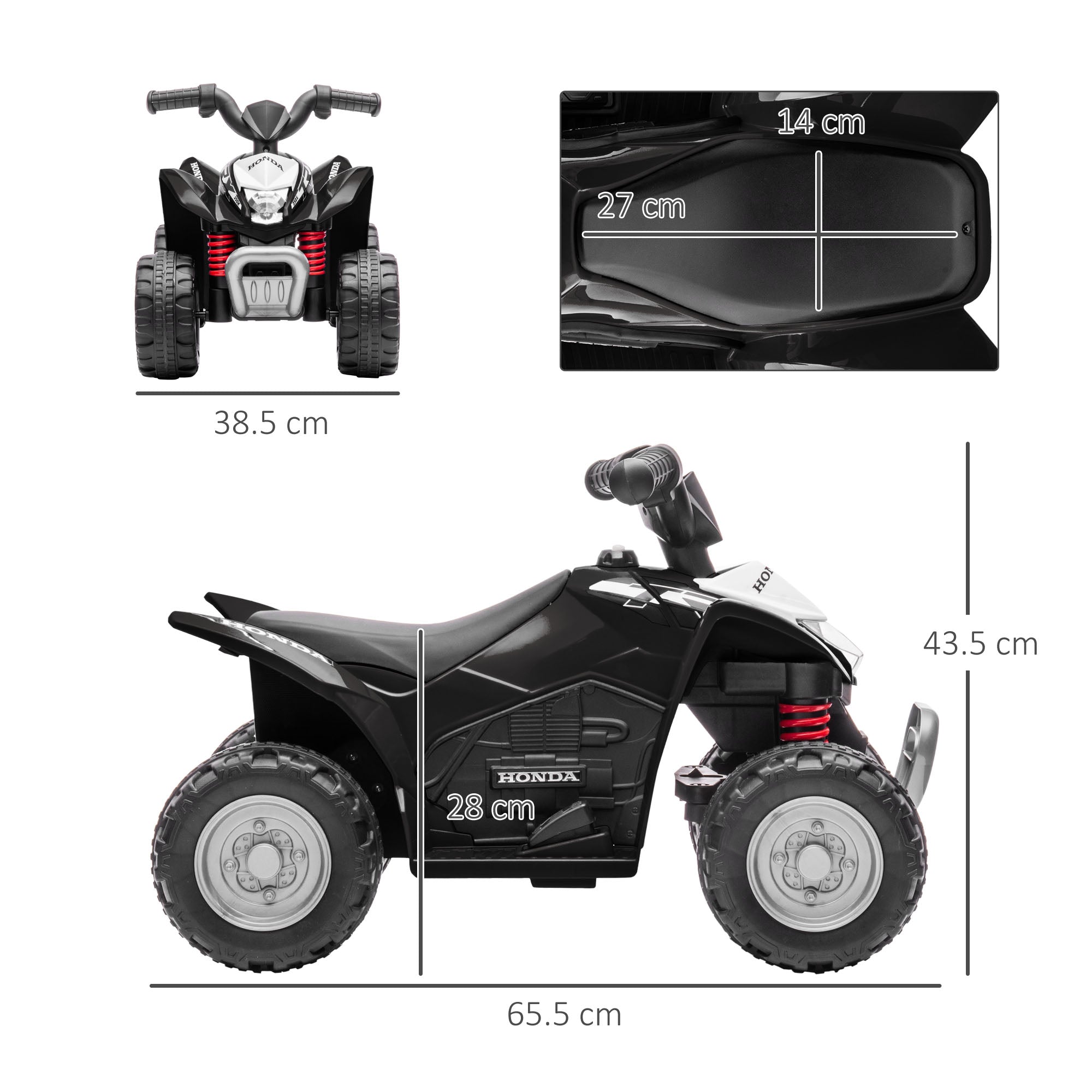 Quad Elettrico per Bambini 6V Honda TRX 250X Nero