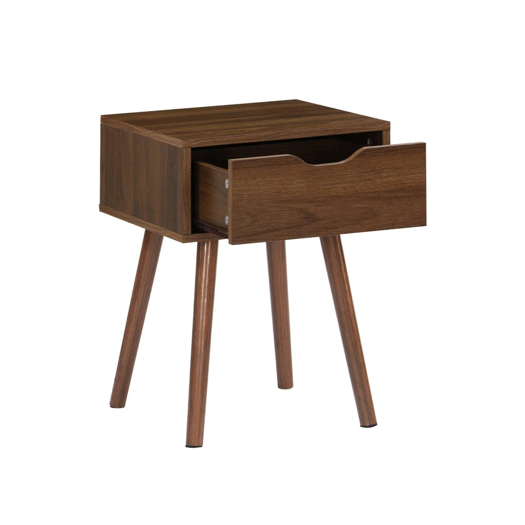 Comodino effetto legno 1 cassetto marrone, marrone