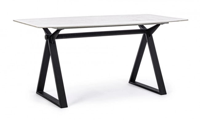 Tavolo Vetro Nero Moderno da Interno 160x90 cm - LUNA