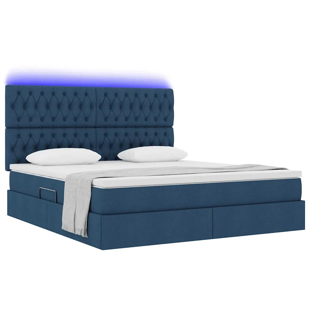 Letto con contenitore e LED con led Blu 180 x 200 cm Poliestere