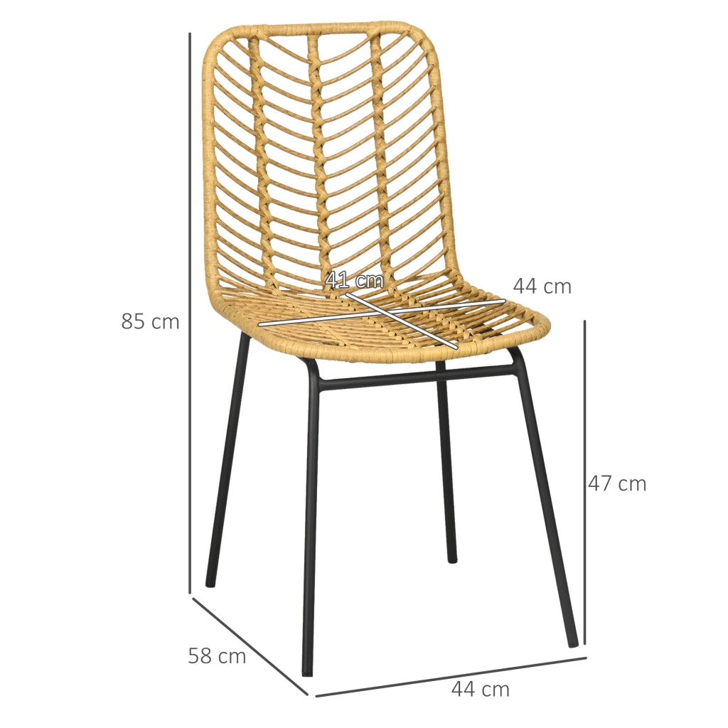 Sedia da pranzo design ¨C zephmum ¨C giallo, metallo e rattan 44x58x85