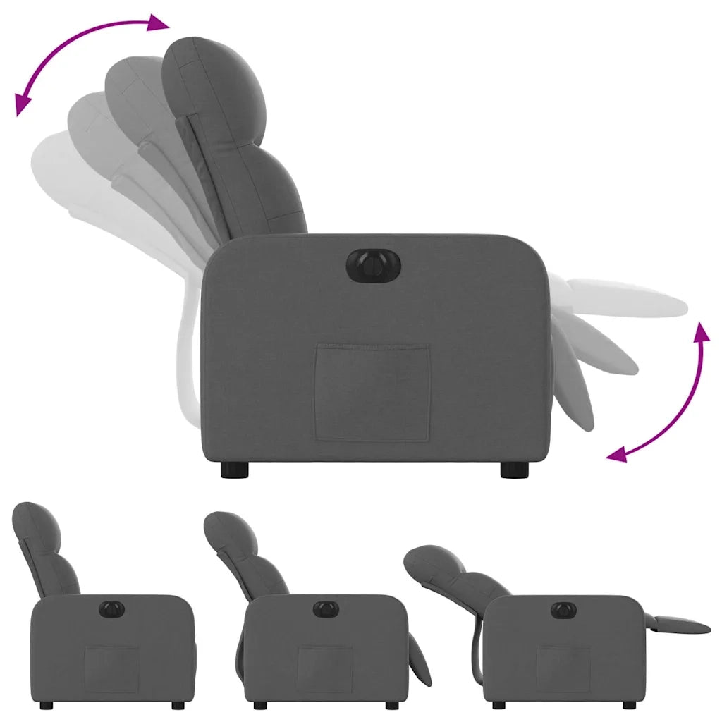 Poltrona | Sedia Relax Elettrica Reclinabile Grigio Scuro in Tessuto