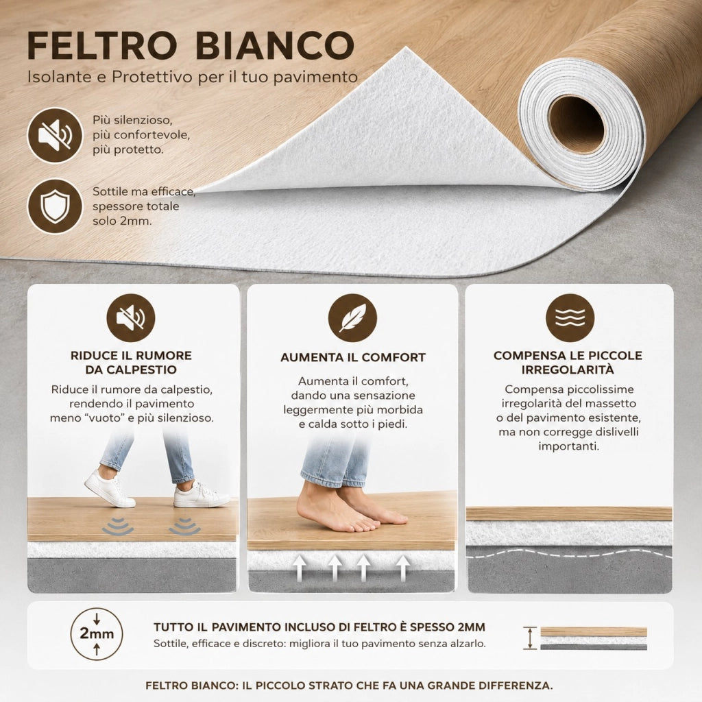 2 x 15 m (30 m²) Pavimento Vinilico a Rotolo Effetto Legno Miele Intenso – Spessore 2 mm con Feltro Fonoassorbente