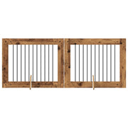 Cancello per cani pieghevole con supporti 2 pcs Legno antico 892059
