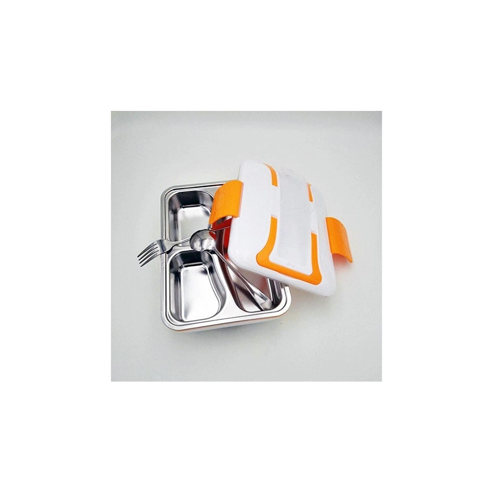 Trade Shop - Scaldavivande Elettrico Lunchbox Contenitore Porta Cibo 3 Scomparti +posate 40w -