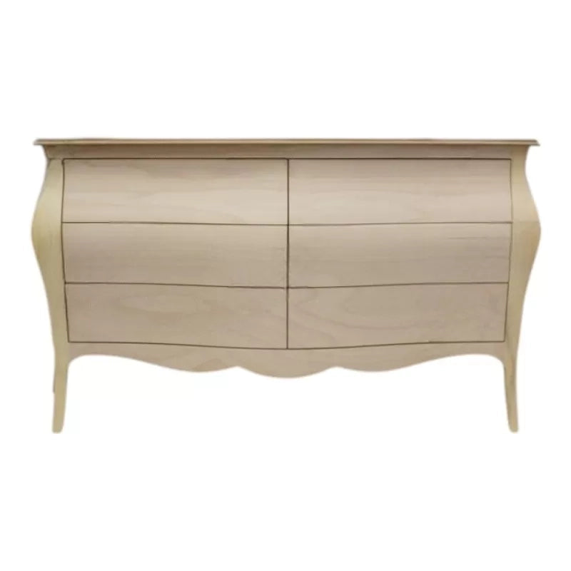 ComÒ bombato classico 6 cassetti shabby bianco opaco 162x58x85 - Mobili 2G