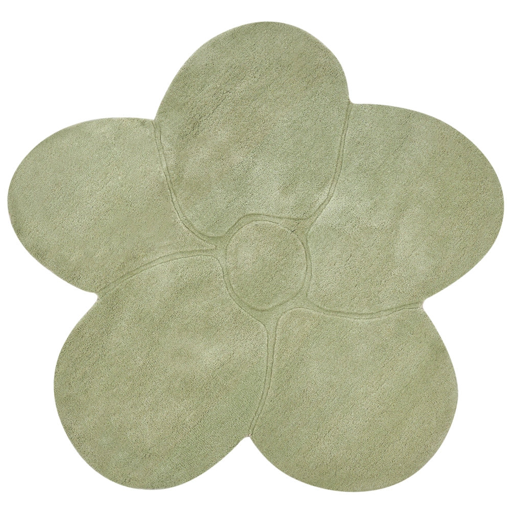 Tappeto in lana a forma di fiore verde chiaro 140 x 140 cm camera da letto cameretta