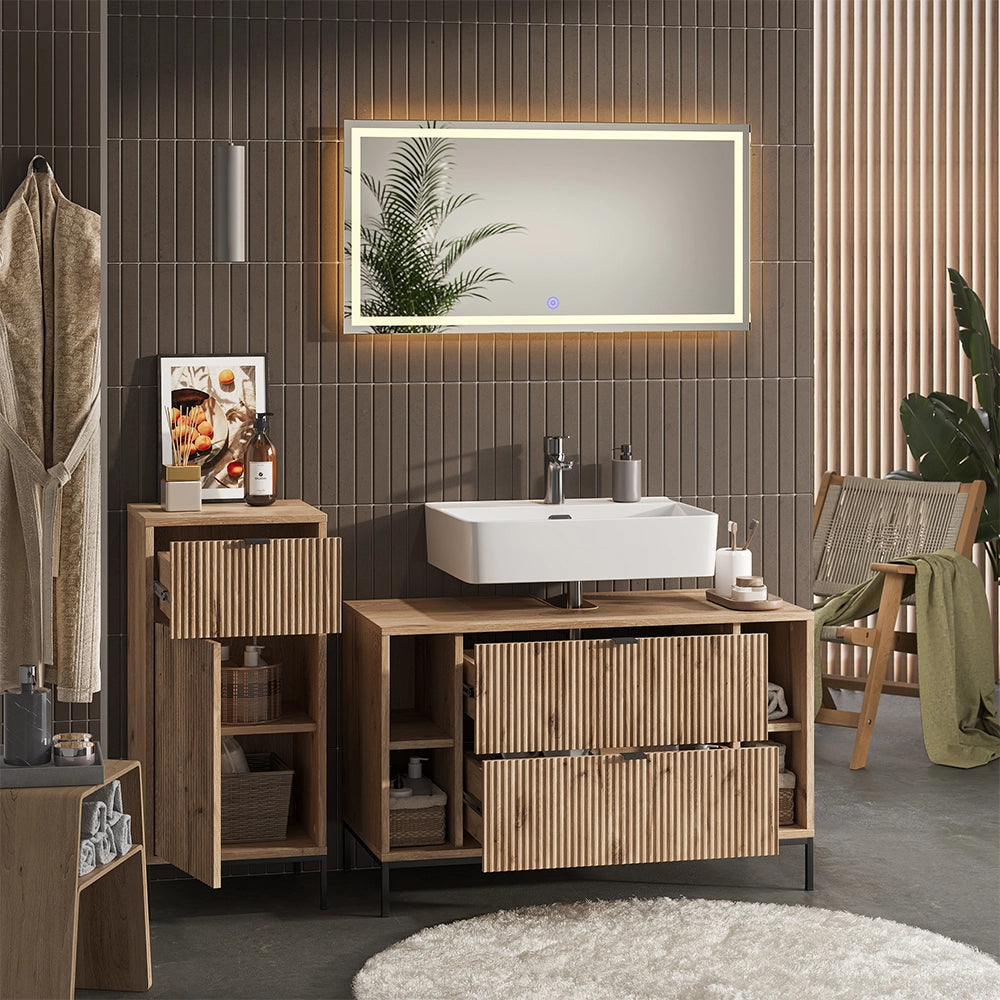 Vicco Set di mobili da bagno Quercia vichinga 3 parti