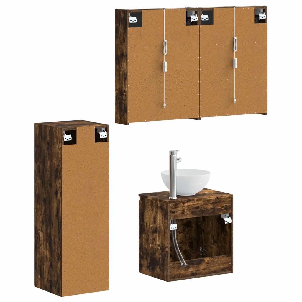 Set di mobili per il bagno 4 pcs Rovere Fumo 3407427
