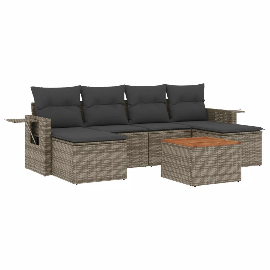 Set Divani da Giardino 7 pz con Cuscini Grigio in Polyrattancod mxl 88969