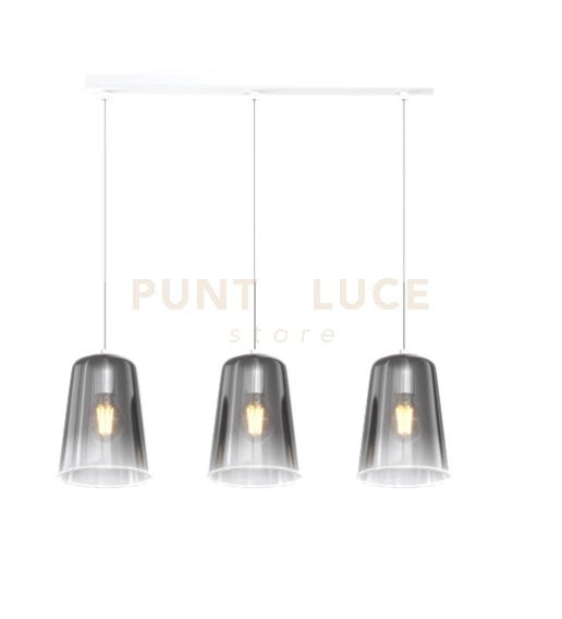 SOSPENSIONE BIANCO RETTANGOLARE 3 LUCI CROMO 1164BI-S3 R-CR