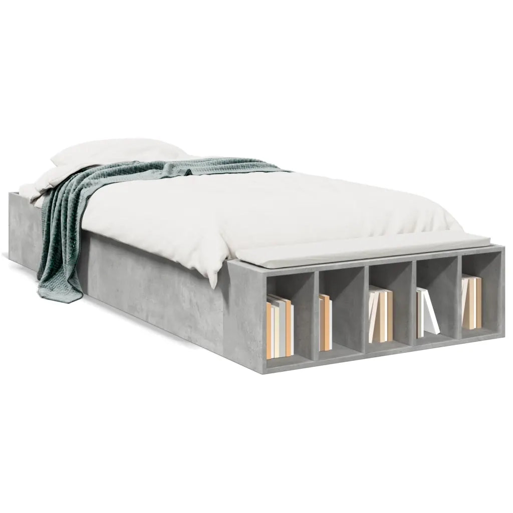 Giroletto-Struttura Letto Grigio Cemento 90x190 cm in Legno Multistrato 685243