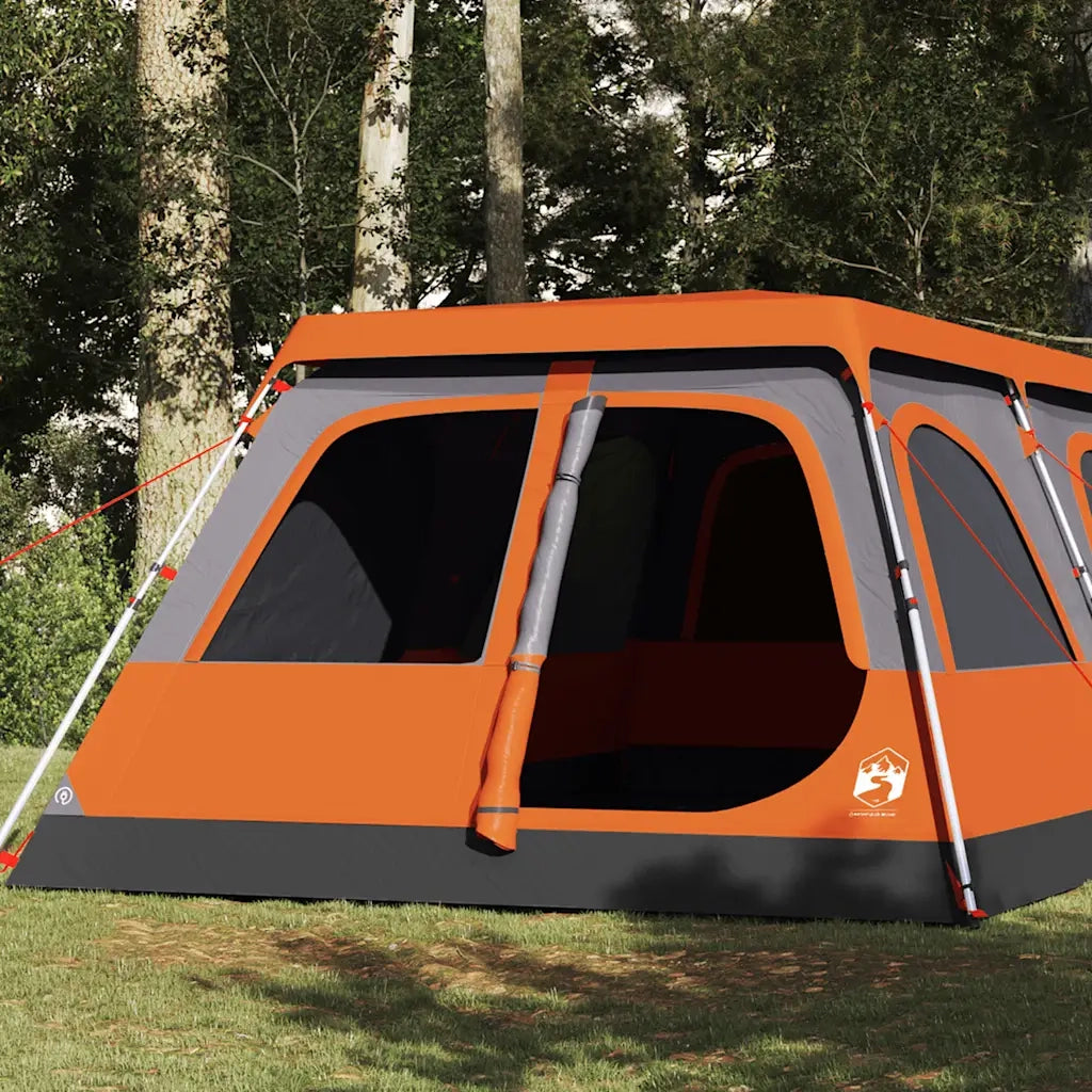 Tenda a Cupola 8 Persone-Tenda da campeggio Grigio e Arancione a Rilascio Rapido