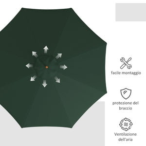 Ombrellone da Giardino Ø325x250 cm in Bambù e Poliestere Verde