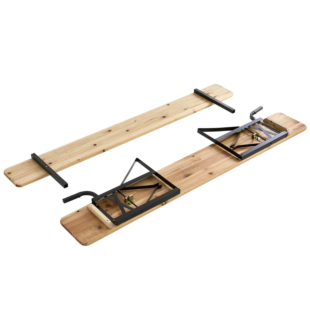 Oviala - Set di 2 panche pieghevoli in legno da birreria con schienale